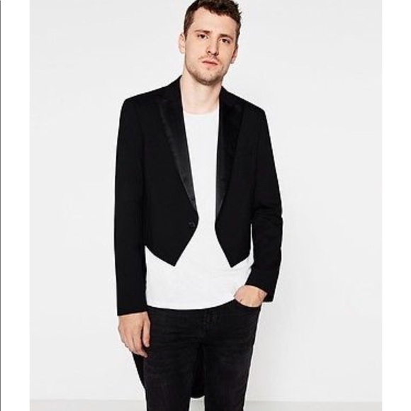 ZARA MAN TUXEDO TAILCOAT JACKET WITH SATEEN LAPEL - Picture 3 of 8